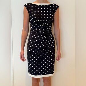 Ralph Lauren Black and White Polka Dot Midi Dress